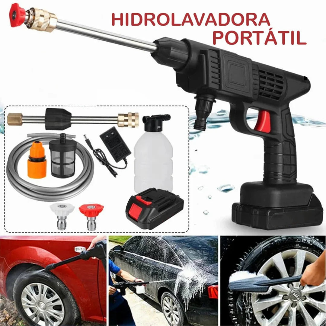 ¡Tu carro limpio sin esfuerzo! Hidrolavadora portátil de alto poder.