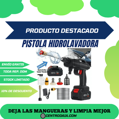¡Tu carro limpio sin esfuerzo! Hidrolavadora portátil de alto poder.