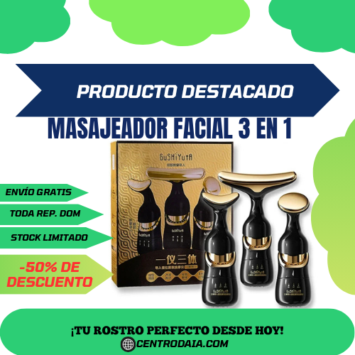 Perfecciona tu rostro con nuestro Masajeador Facial 3 en 1. PRODUCTO ENVIADO DESDE FÁBRICA