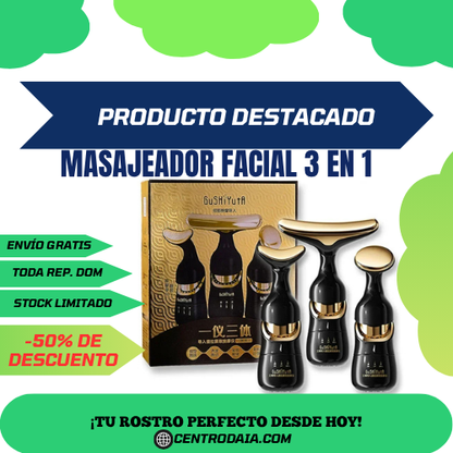Perfecciona tu rostro con nuestro Masajeador Facial 3 en 1. PRODUCTO ENVIADO DESDE FÁBRICA