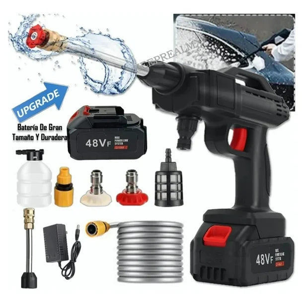 ¡Tu carro limpio sin esfuerzo! Hidrolavadora portátil de alto poder.